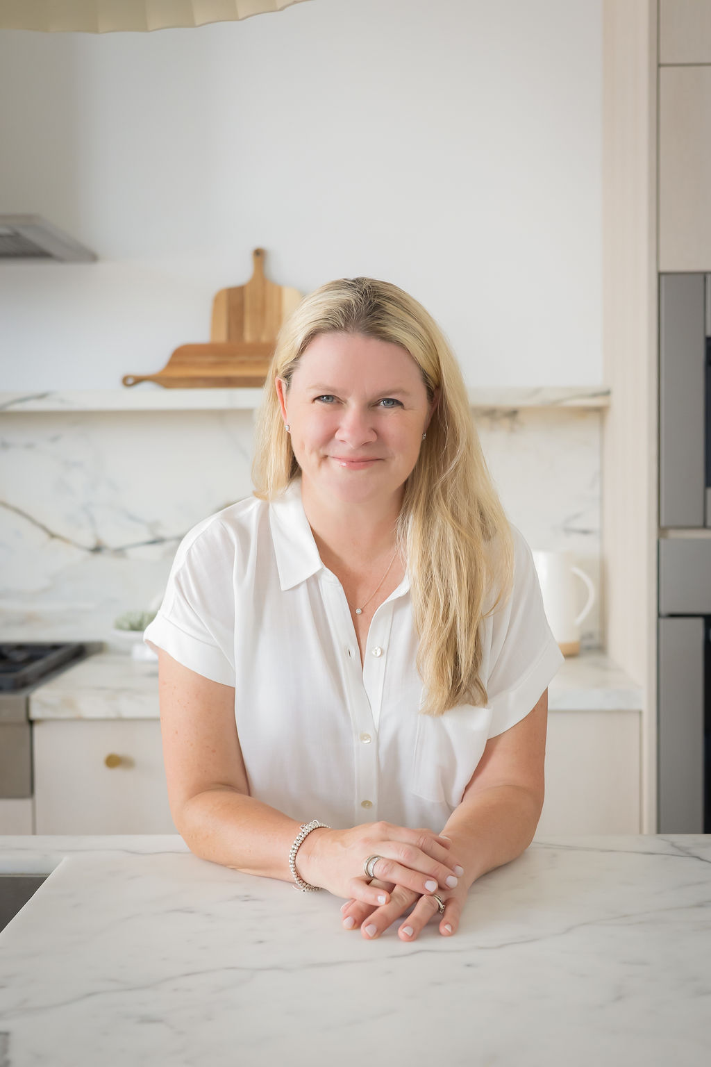 Sarah Claydon at a kitchen counter